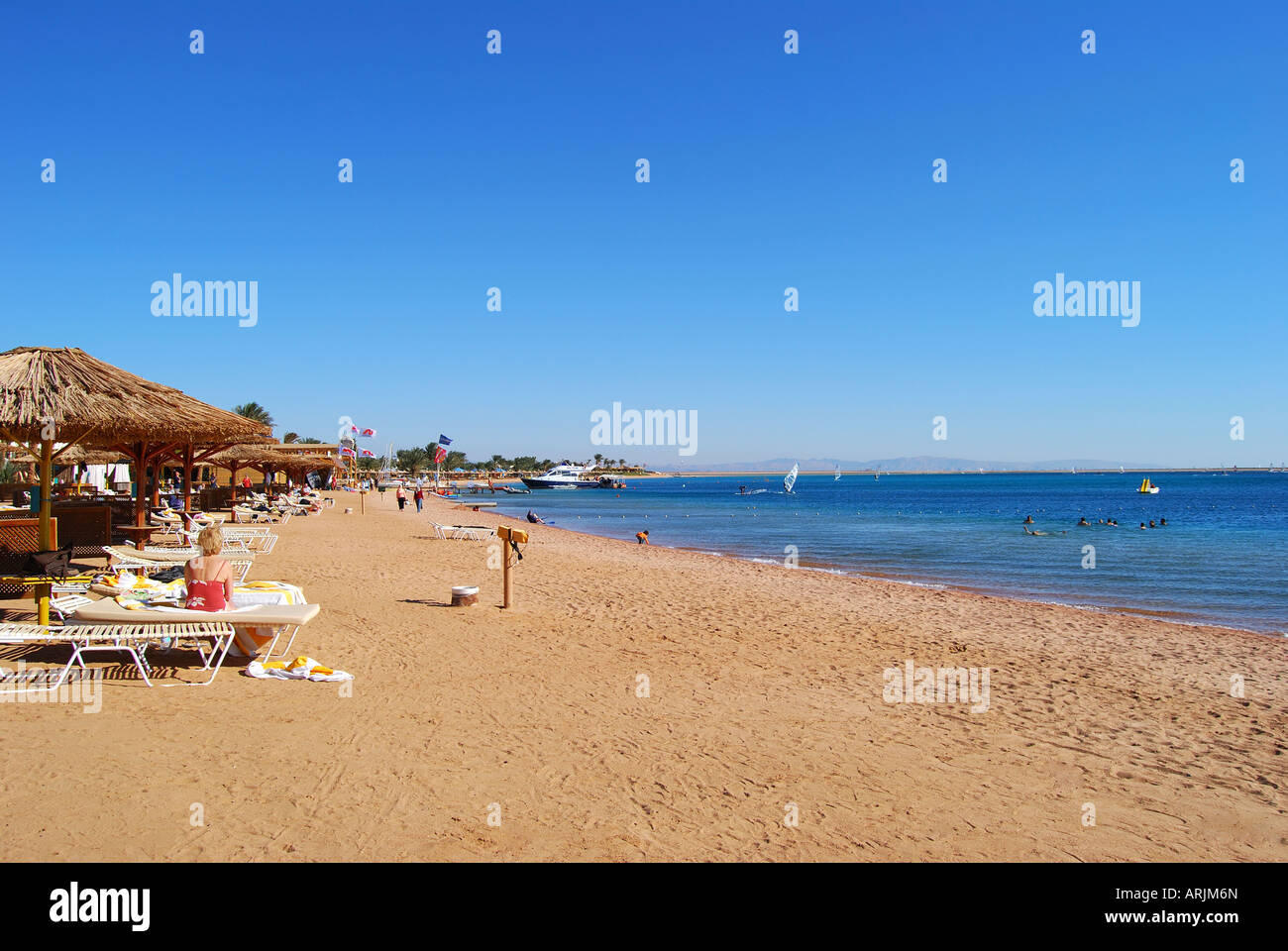 Hilton Dahab Resort Hotel beach, Dahab, Sinai Peninsula, Republic of Egypt Stock Photo