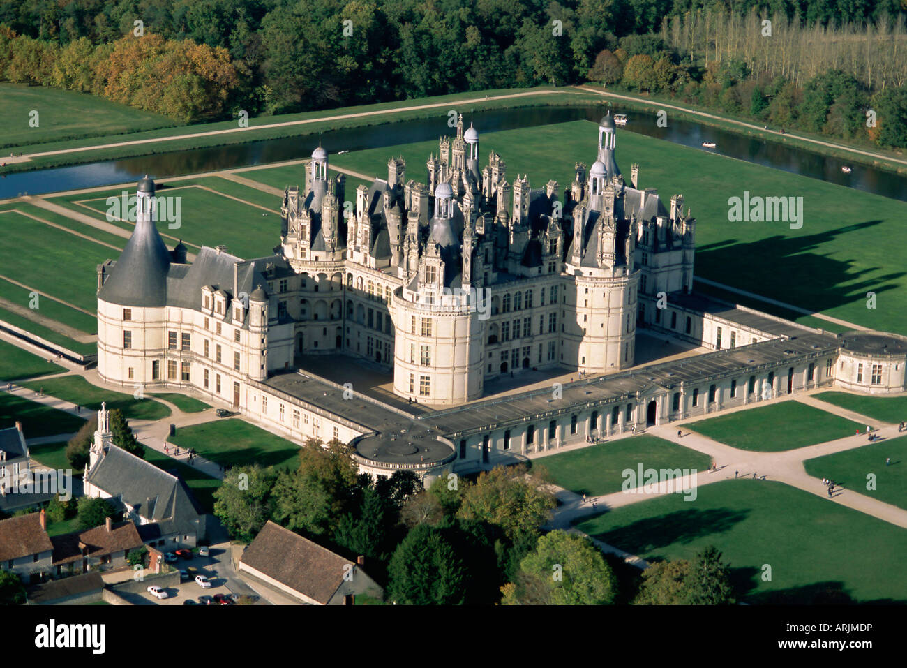 Aerial view of the Chateau of Chambord, UNESCO World Heritage Site