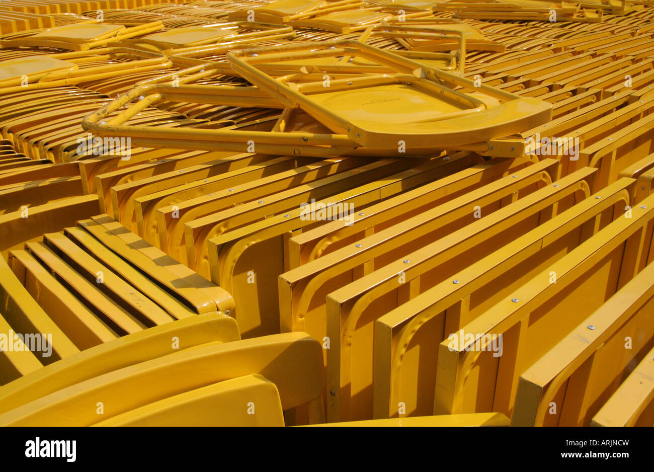 "Yellow Metal Folding Chairs Stock Photo Alamy