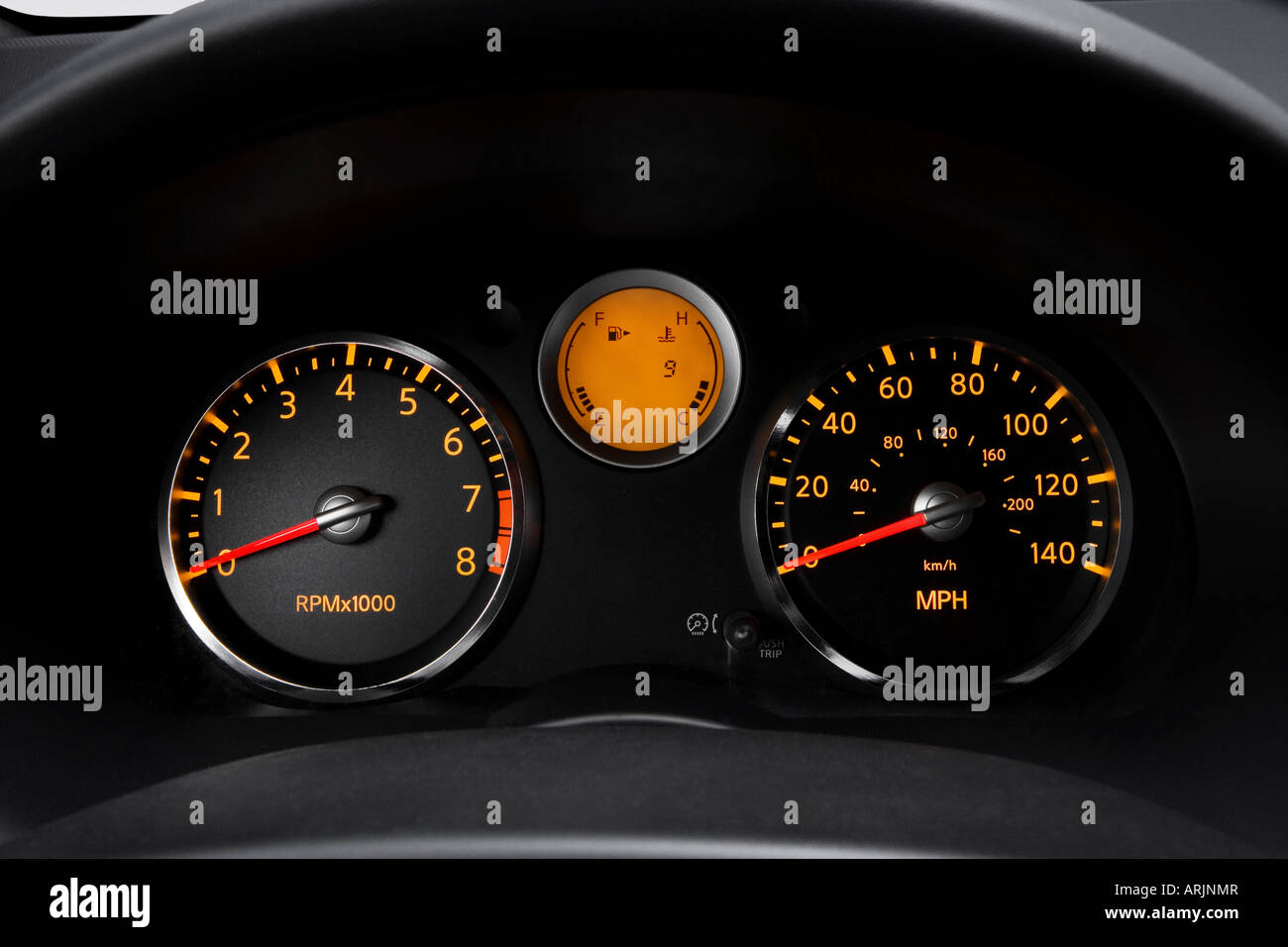 2008 Nissan Sentra SE-R spec-V in Black - Speedometer/tachometer Stock Photo