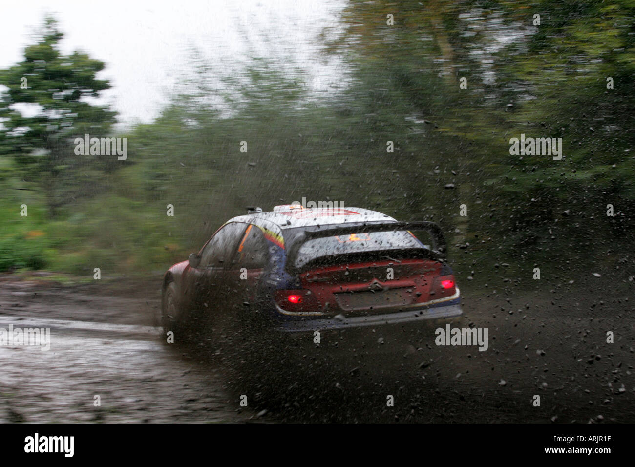 Francois Duval and Sven Smeets in Citroen Xsara Wales Rally GB 2005 Shakedown Stage Swansea South Wales Stock Photo