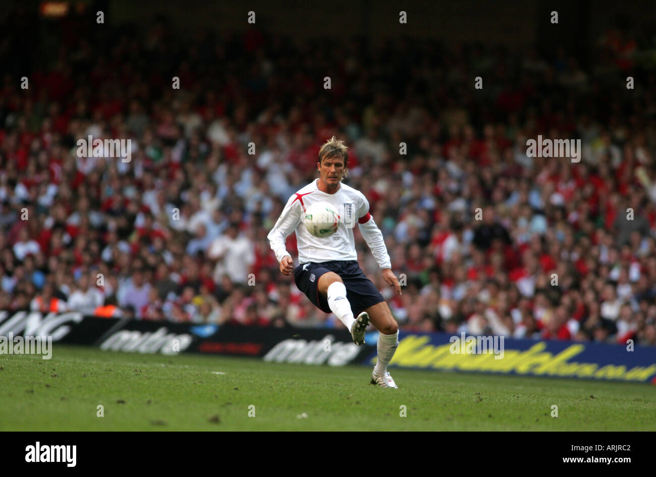 David Beckham England Captain World Cup Qualifying Wales and England Millennium Stadium Cardiff South Wales Stock Photo