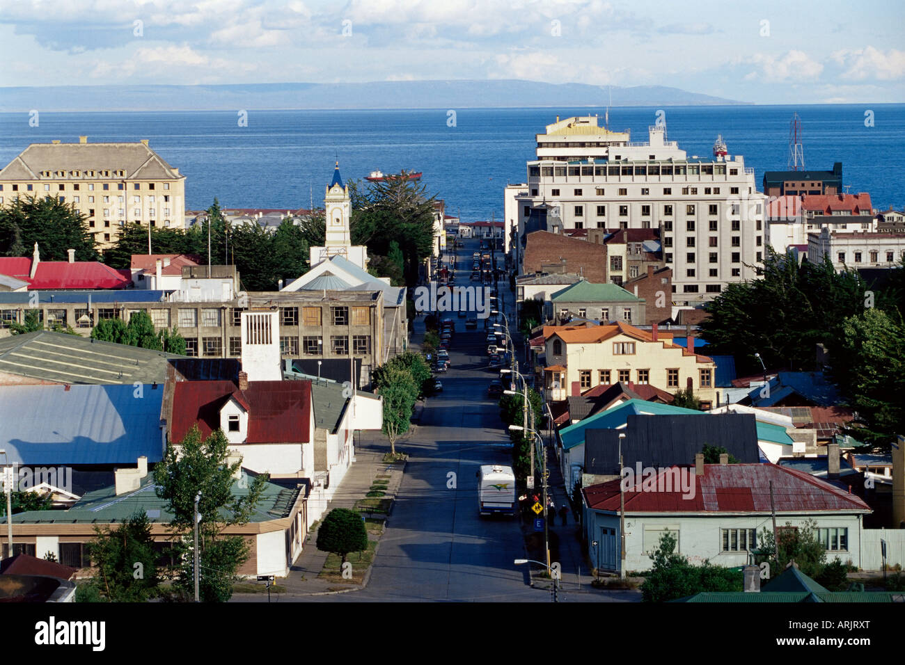Aerial view of the city, Punta Arenas, Magallanes, Patagonia, Chile