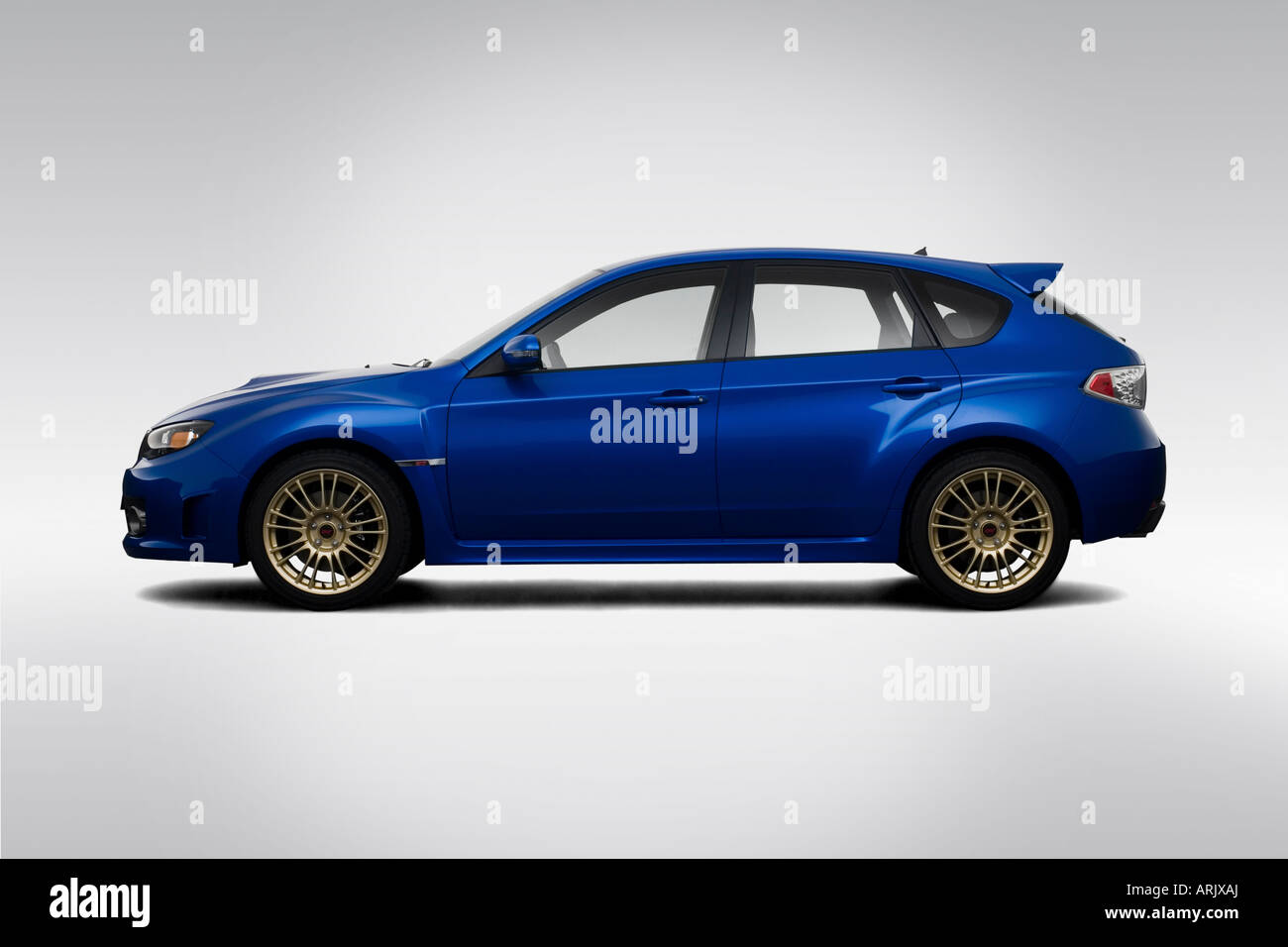 2008 Subaru Impreza WRX STI in Blue Drivers Side Profile Stock Photo