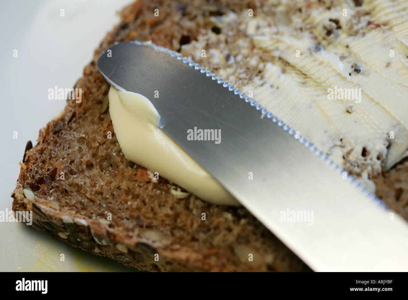DEU, Germany : wholemeal bread, butter Stock Photo