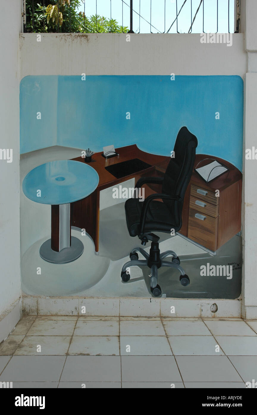 Office furniture. Shop front art work in The Gambia West Africa