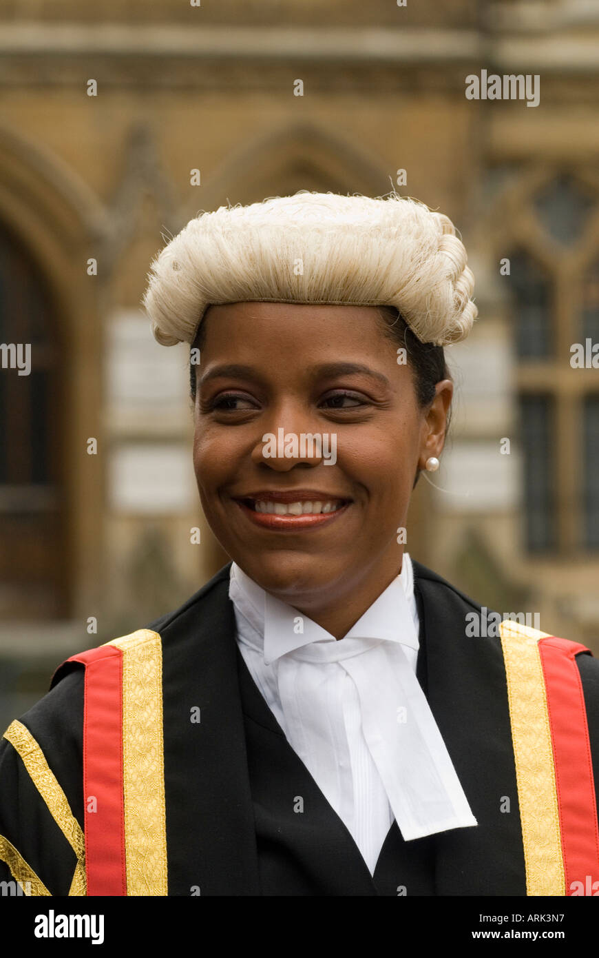 British Justice System. Judge wearing  her wig and gown. HOMER SYKES Stock Photo