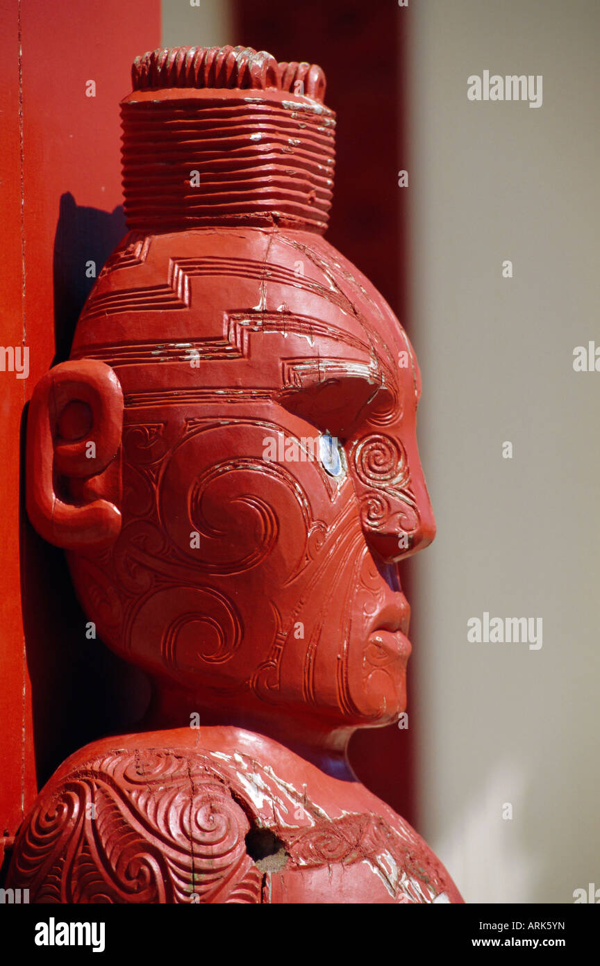 Carved wooden statue, New Zealand Stock Photo Alamy