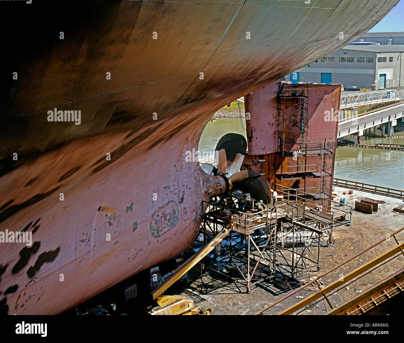 Oil tanker at a dry dock Stock Photo Alamy