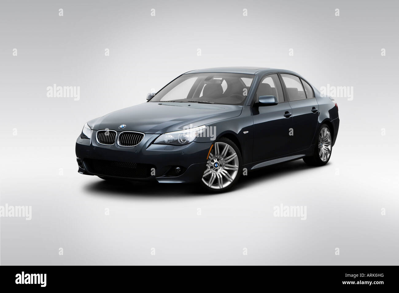 2008 BMW 5-series 550i in Gray - Front angle view Stock Photo