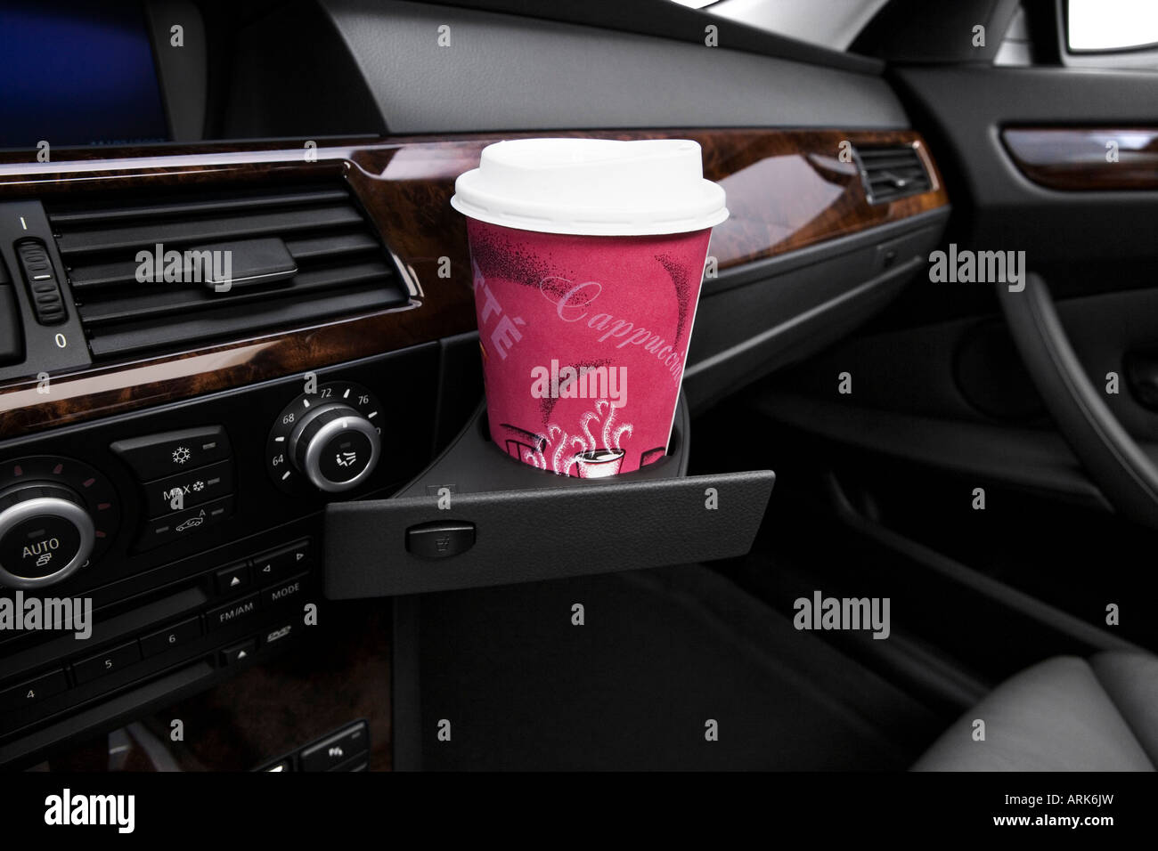 2008 BMW 5-series 550i in Gray - Cup Holder with Prop Stock Photo