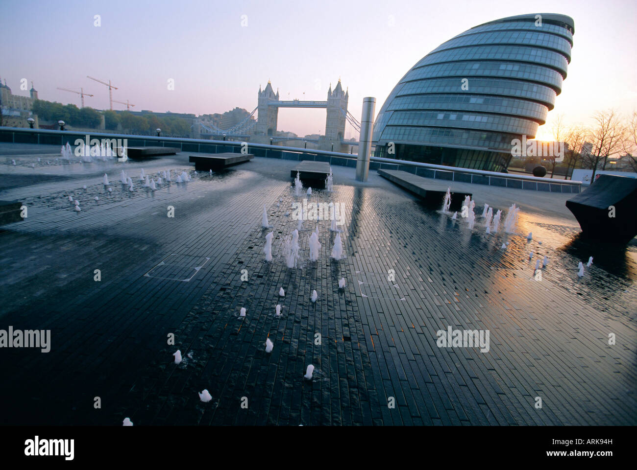 City Hall with Tower Bridge behind, London, England, UK, Europe Stock Photo