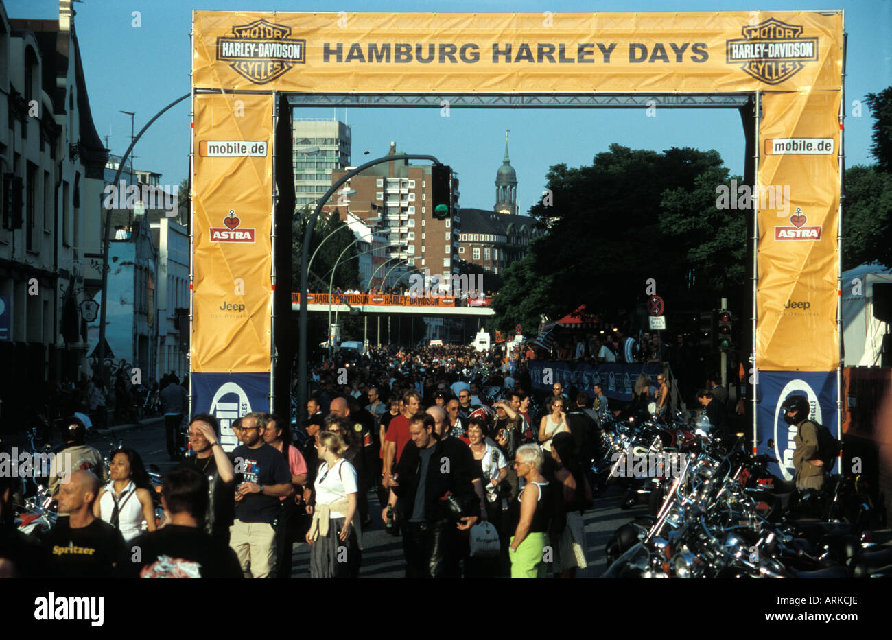 The Hamburg Harley Days in Hamburg - a big party around the Harley Davidson bikes Stock Photo