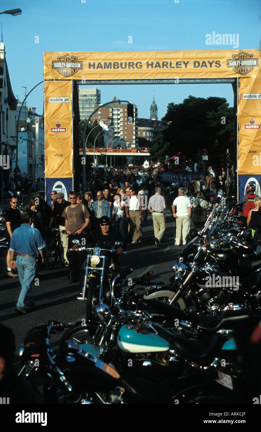 The Hamburg Harley Days in Hamburg - a big party around the Harley Davidson bikes Stock Photo