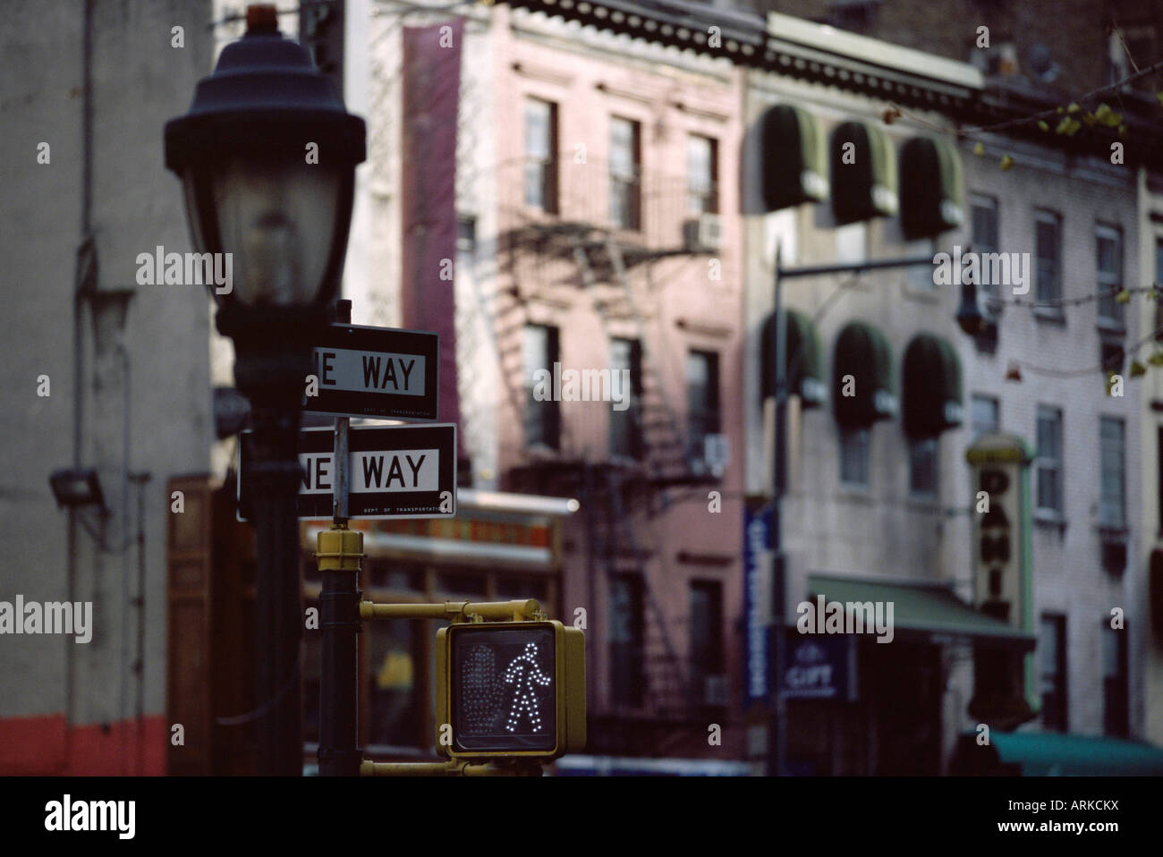 Lamp and street signs, New York, USA, North America Stock Photo Alamy