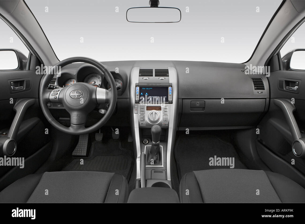 2008 Scion tC in Silver Dashboard, center console, gear shifter view Stock Photo Alamy