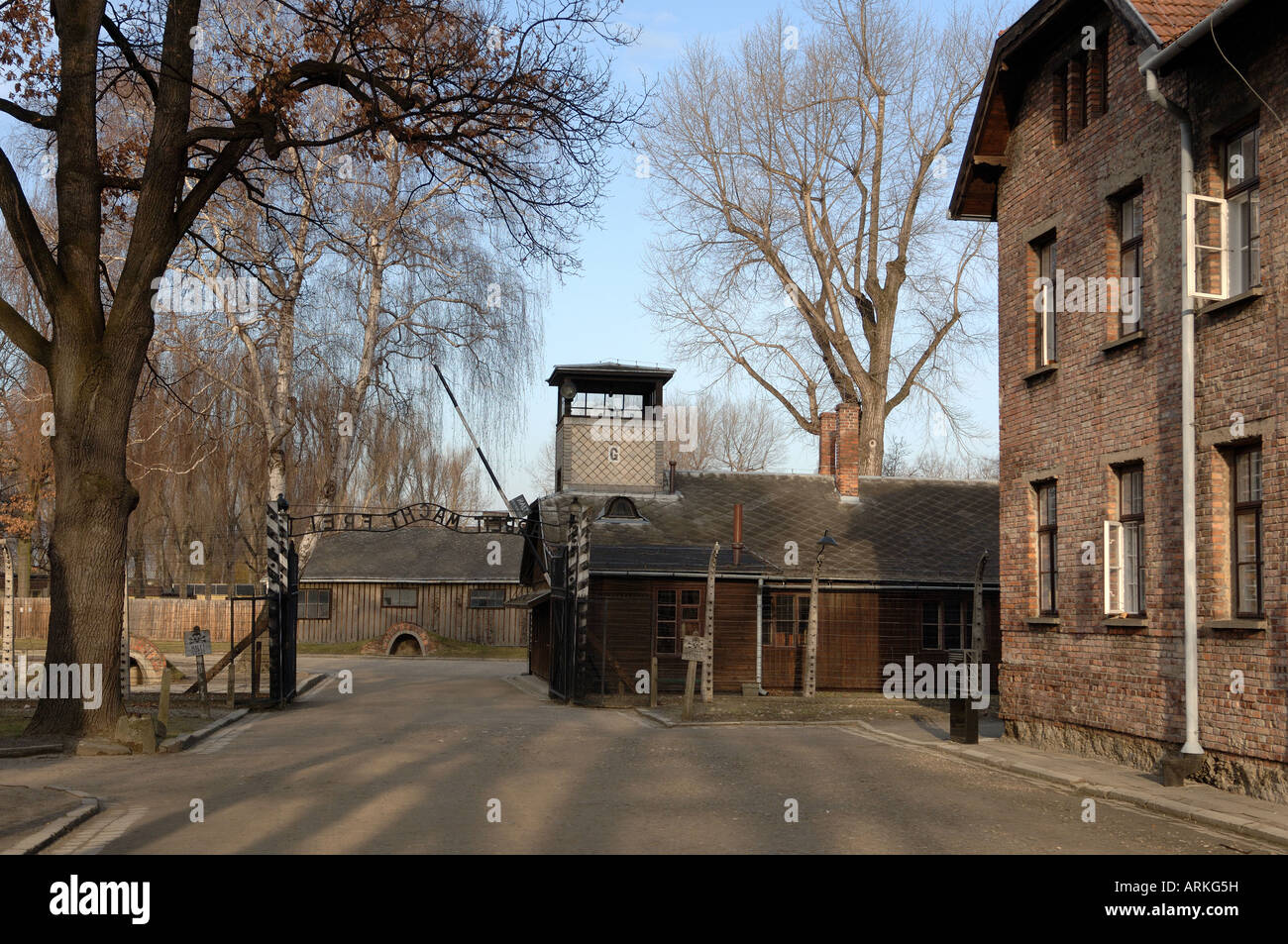 Main gate into Auschwitz Stock Photo - Alamy