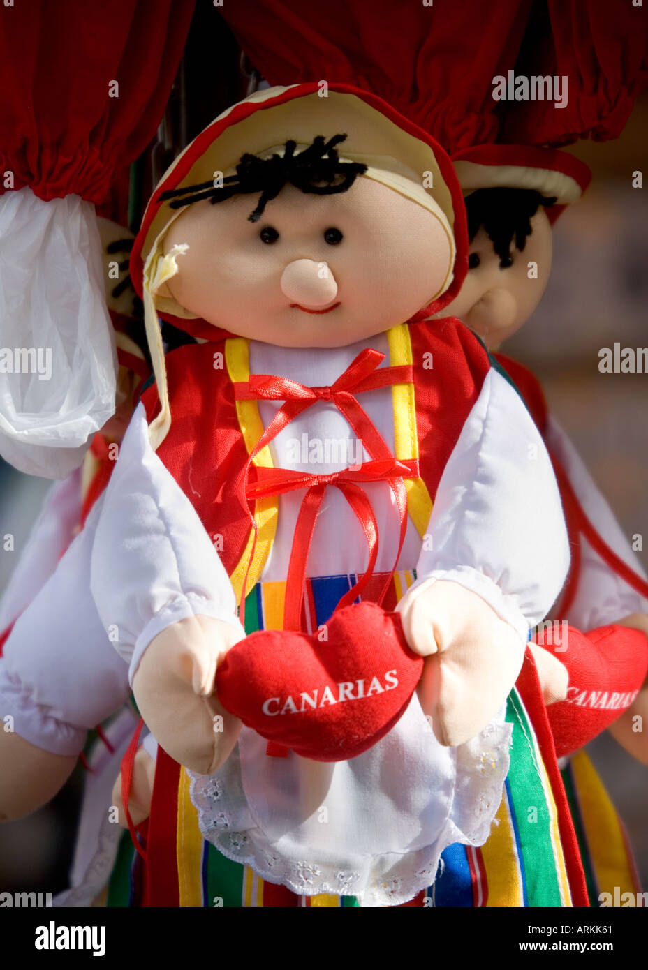 Cabbage Patch Doll in Gran Canarian National Costume taken at San Fernando Market. Stock Photo