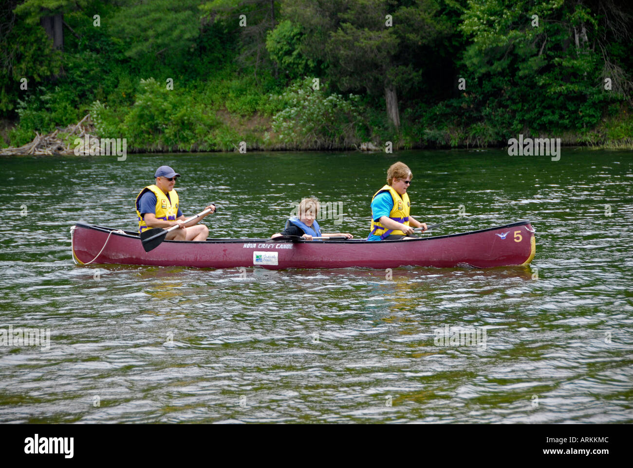 Canoeing on the Au Sable River at the Rifle River Recreational Area near Mio Michigan MI Stock
