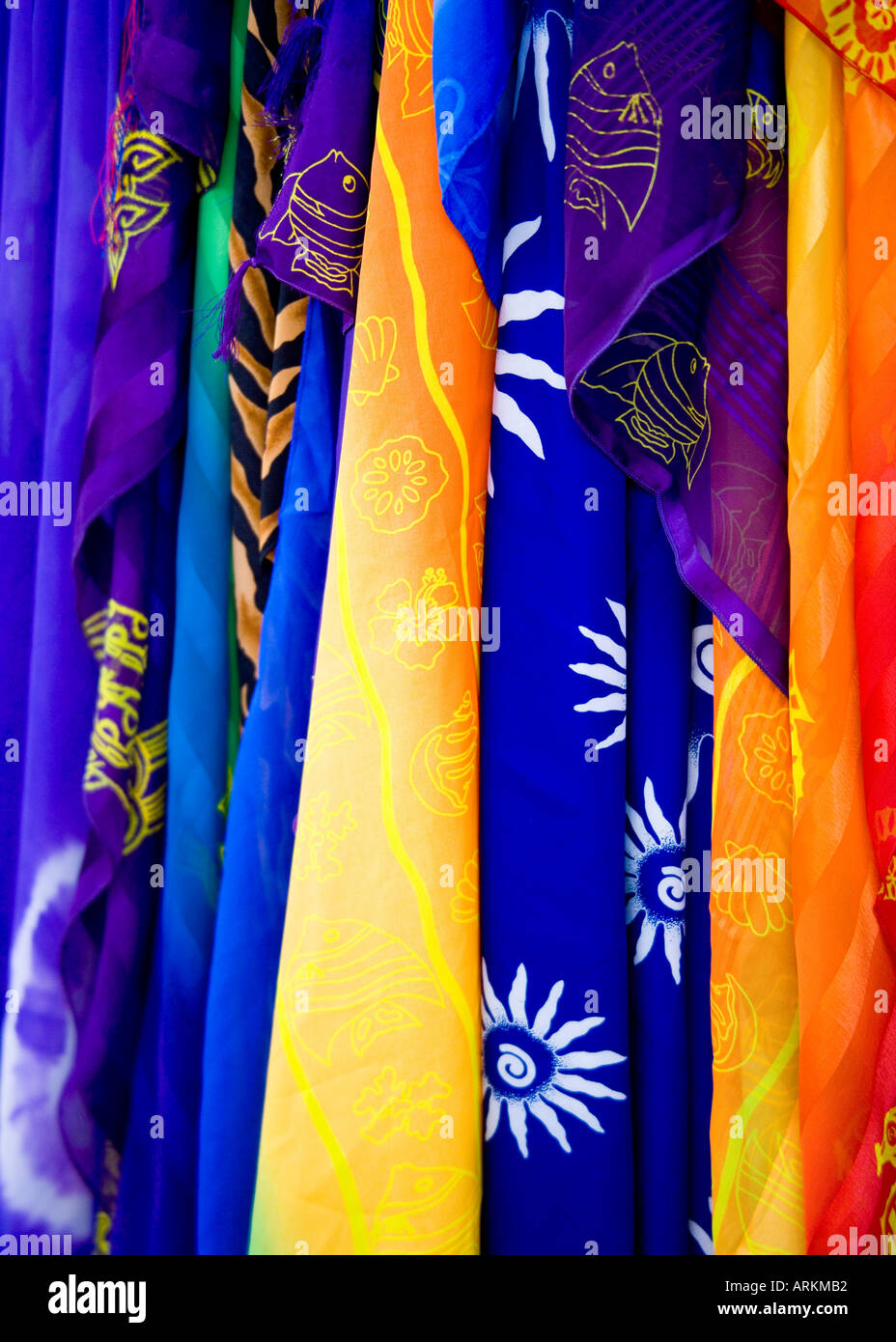 Close-up of Scarves at San Fernando Market, Gran Canaria Stock Photo