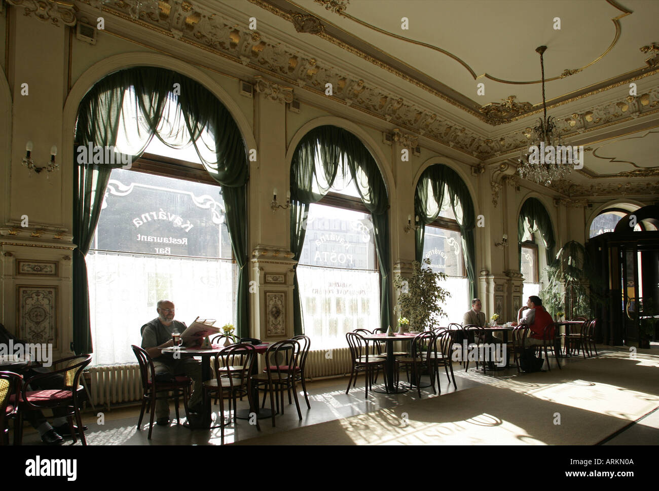 Newly renovated Cafe Post in Liberec, Czech Republic. Stock Photo