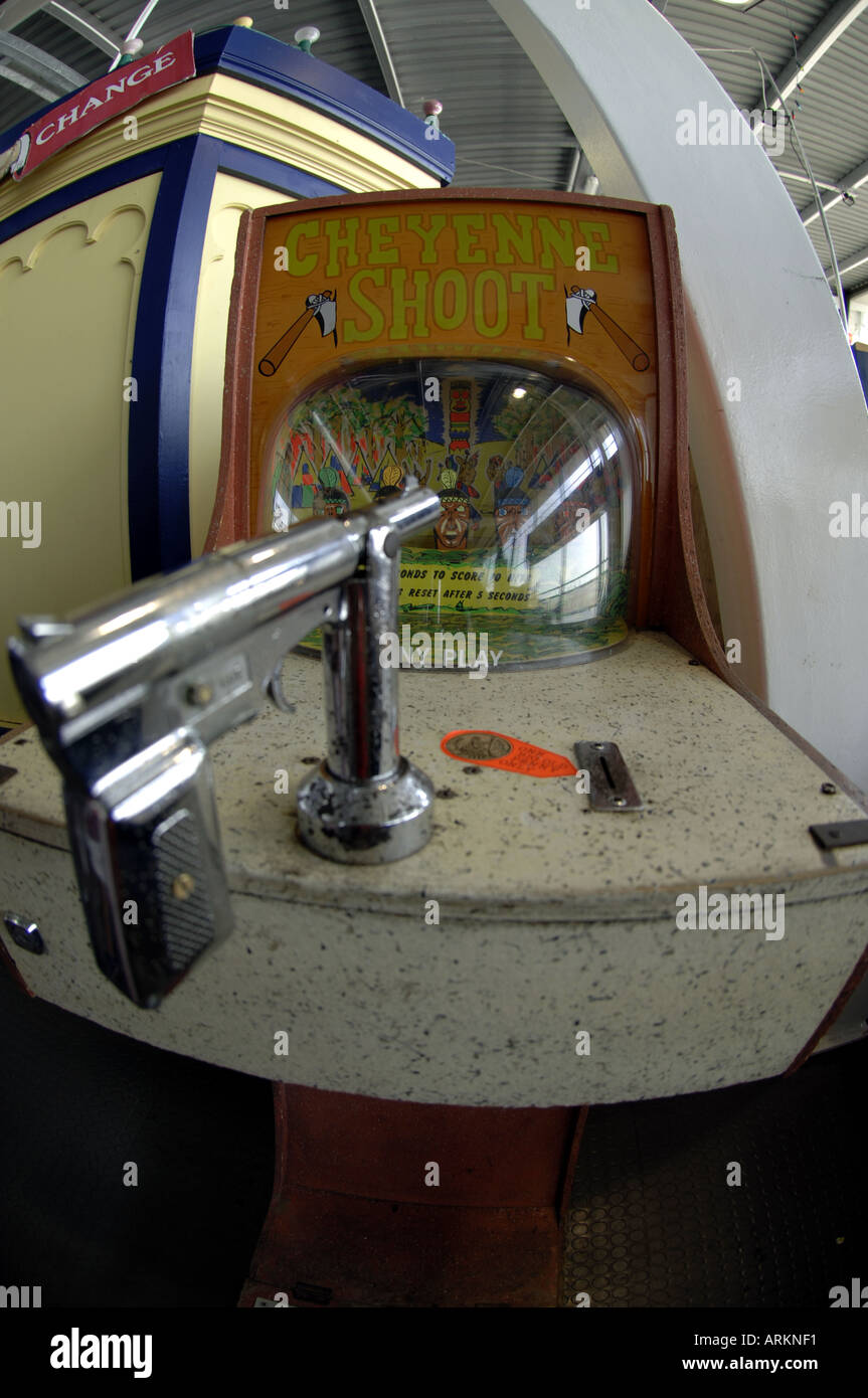 retro amusement, arcade, game, mechanical, gun, shooting game Stock Photo