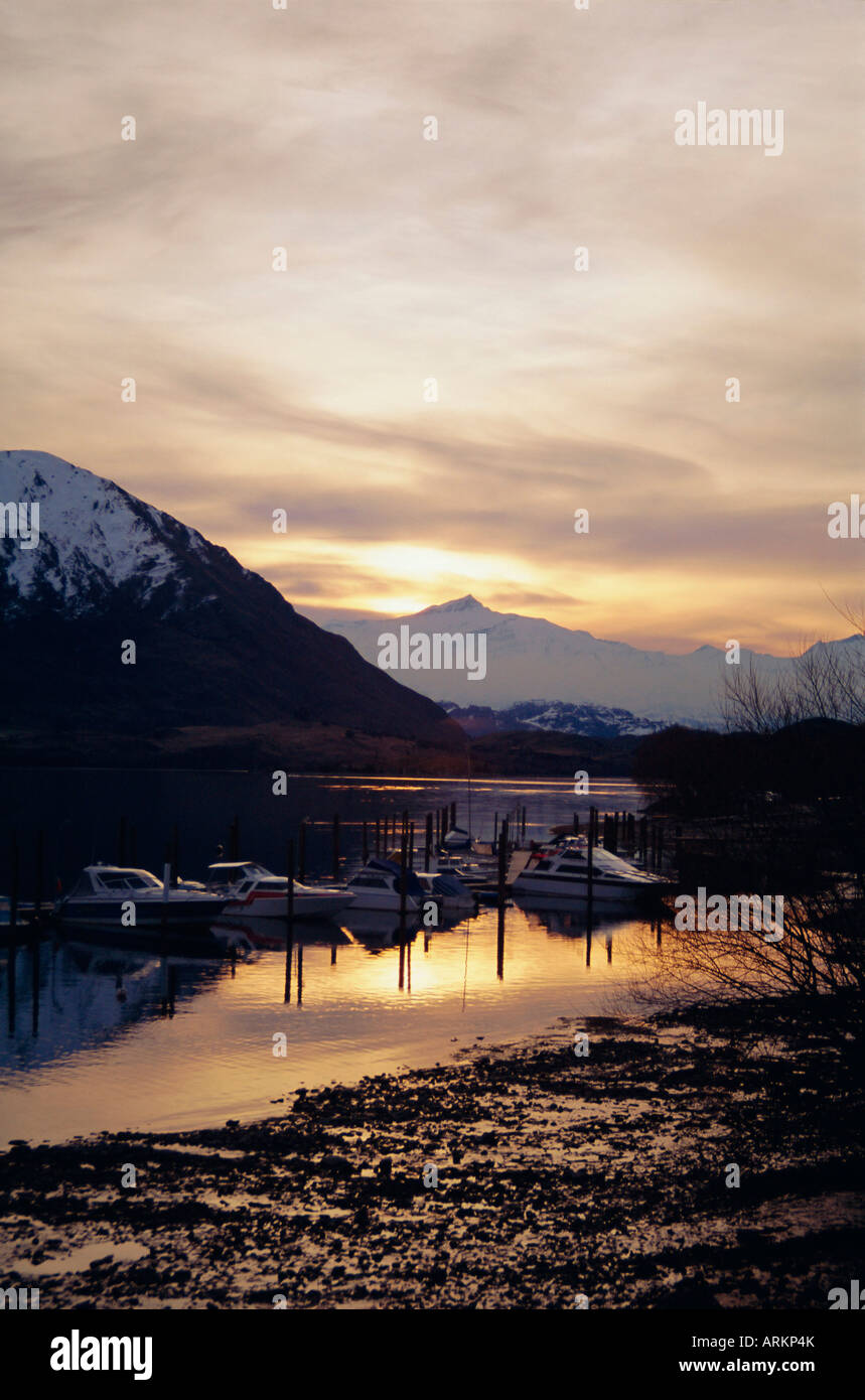 Sunset at Wanaka, South Island, New Zealand, Pacific Stock Photo - Alamy