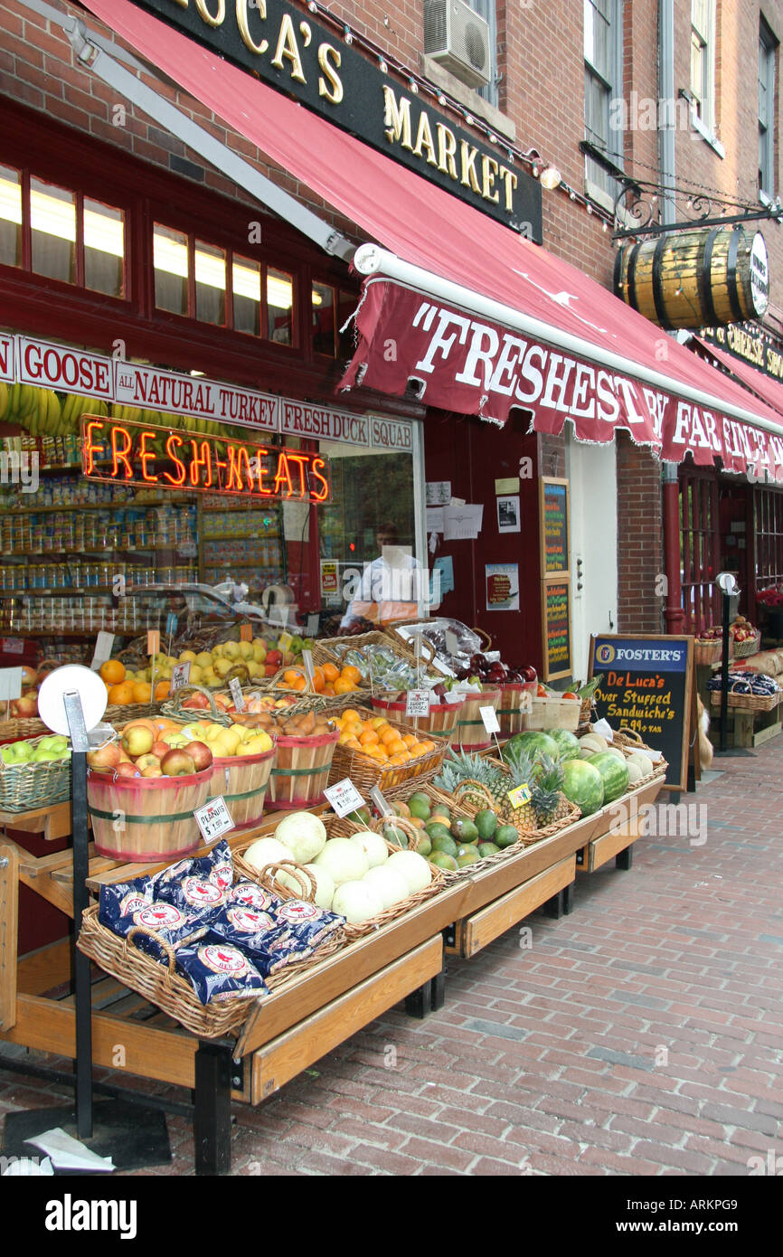 Fresh produce store on Charles St, Beacon Hill, Boston, Massachusetts