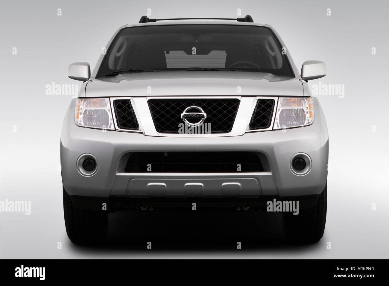 2008 Nissan Pathfinder SE in Silver - Low/Wide Front Stock Photo