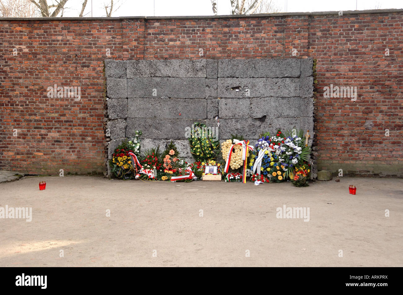 Execution wall and yard Auschwitz Stock Photo