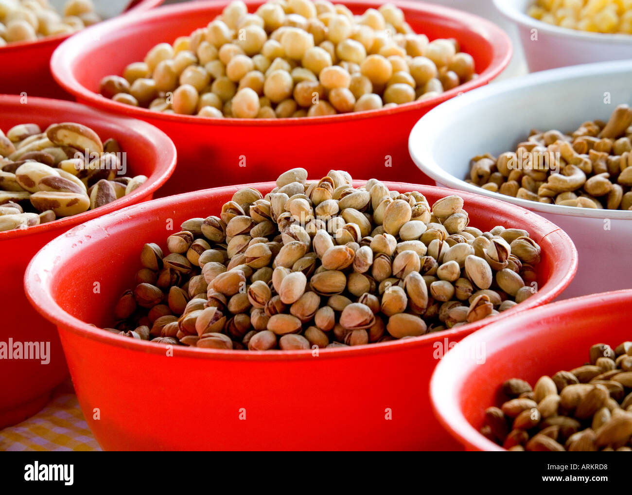 Close-up of Nut Stall at San Fernando Market, Gran Canaria Stock Photo