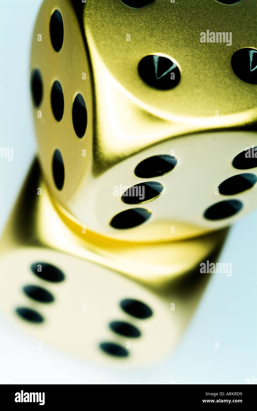 two gold dice Stock Photo