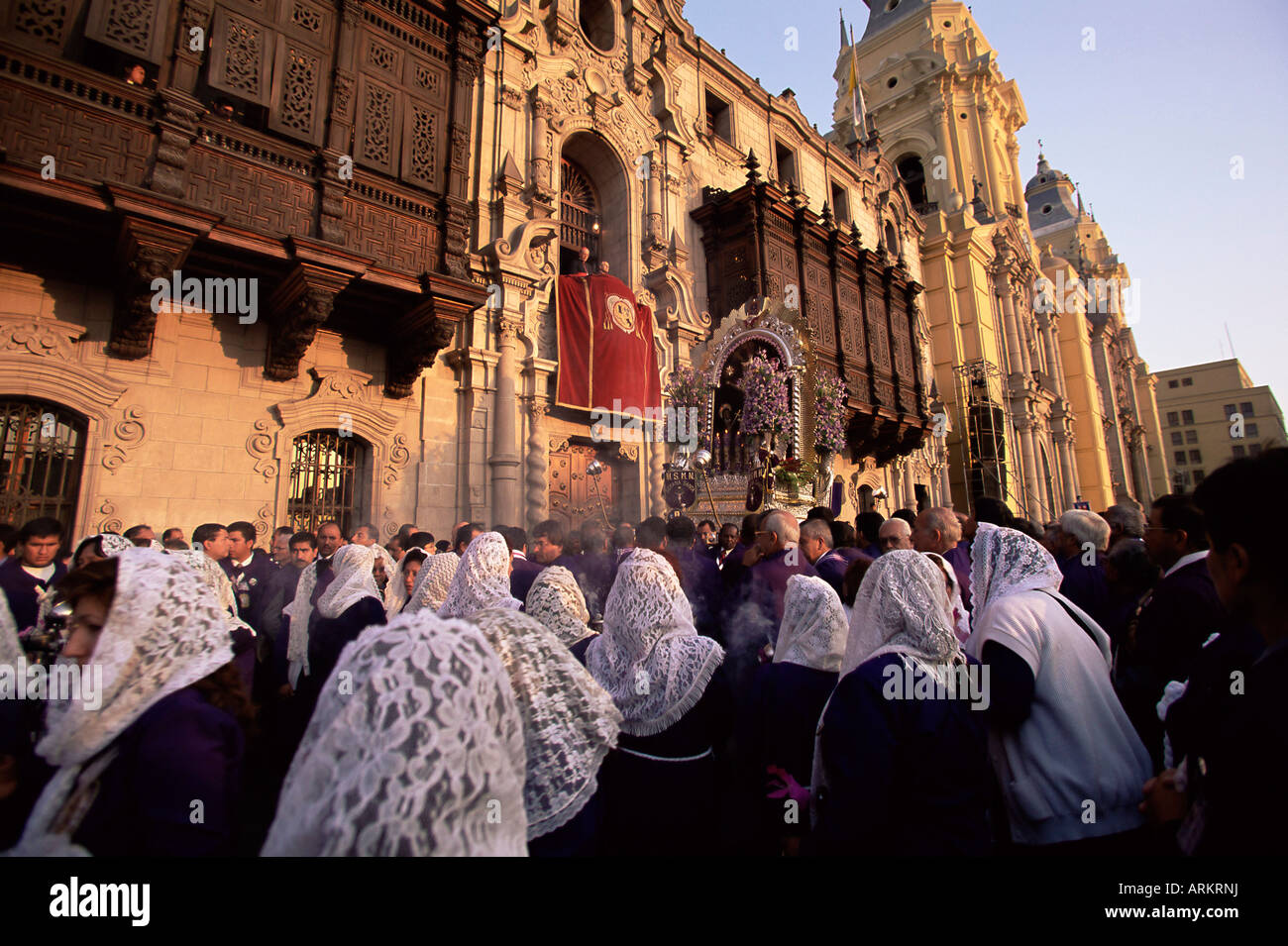 Crowds celebrating Christian festival of Easter Sunday, Lima, Peru, South America Stock Photo