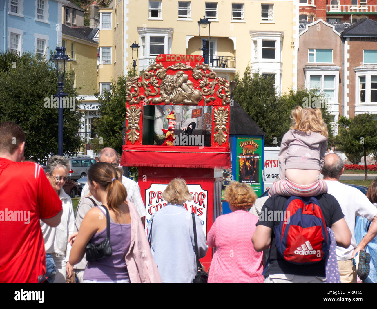 traditional punch and judy show in Llandudno North Wales Stock Photo