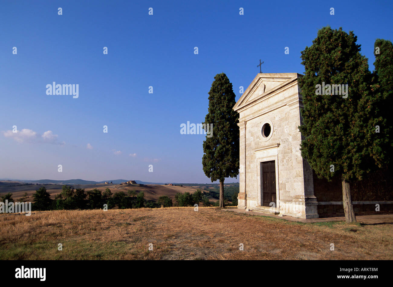 Vitaleta Christian chapel near Pienza, Val d'Orcia, Siena Province, Tuscany, Italy, Europe Stock Photo