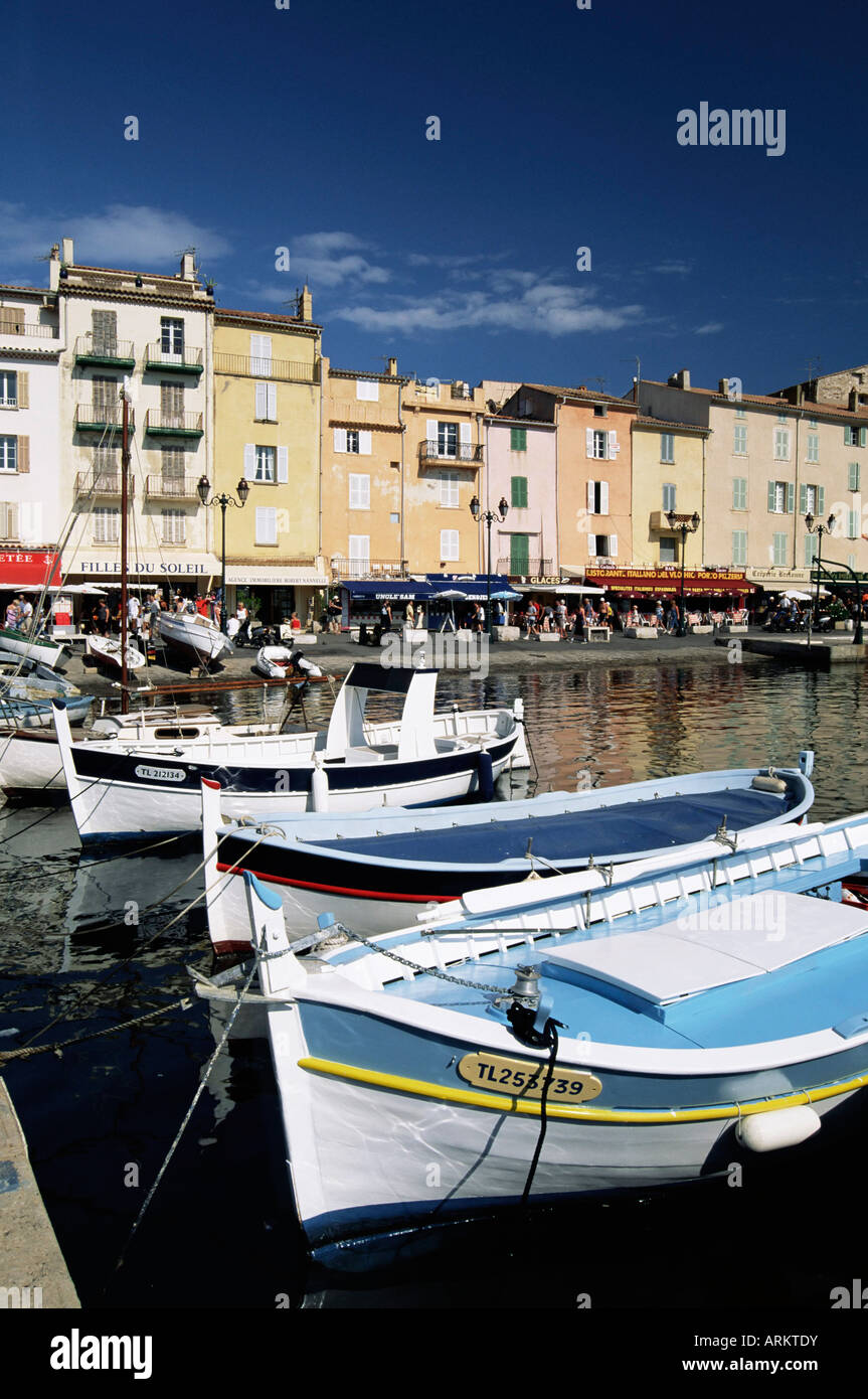 Boats and waterfront, St. Tropez, Var, Cote d'Azur, Provence, French Riviera, France Stock Photo
