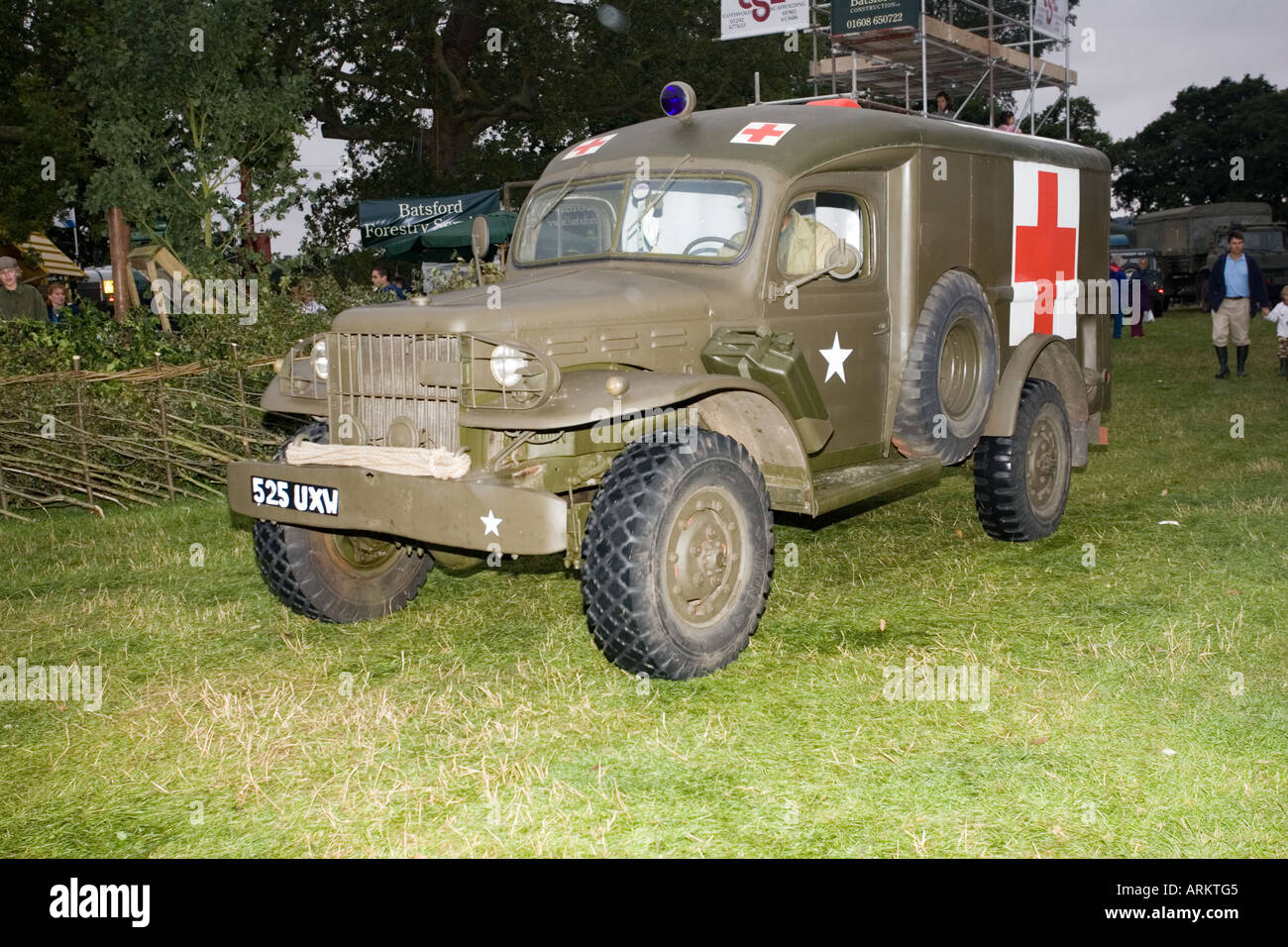 Old Second World War USA army military khaki field ambulance Moreton Show 2006 UK Stock Photo