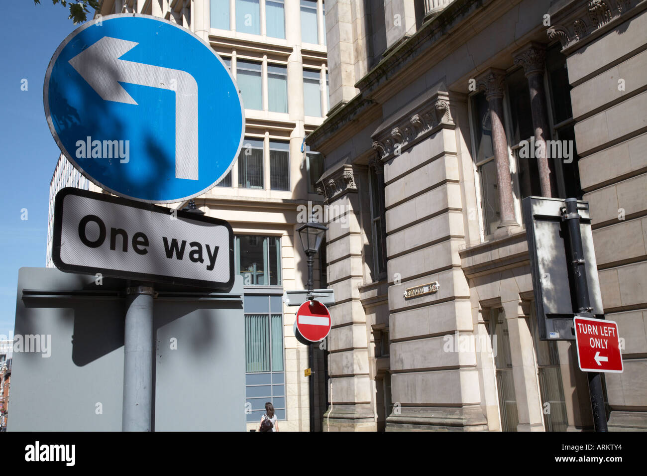 Birmingham city centre road traffic signs West Midlands central England