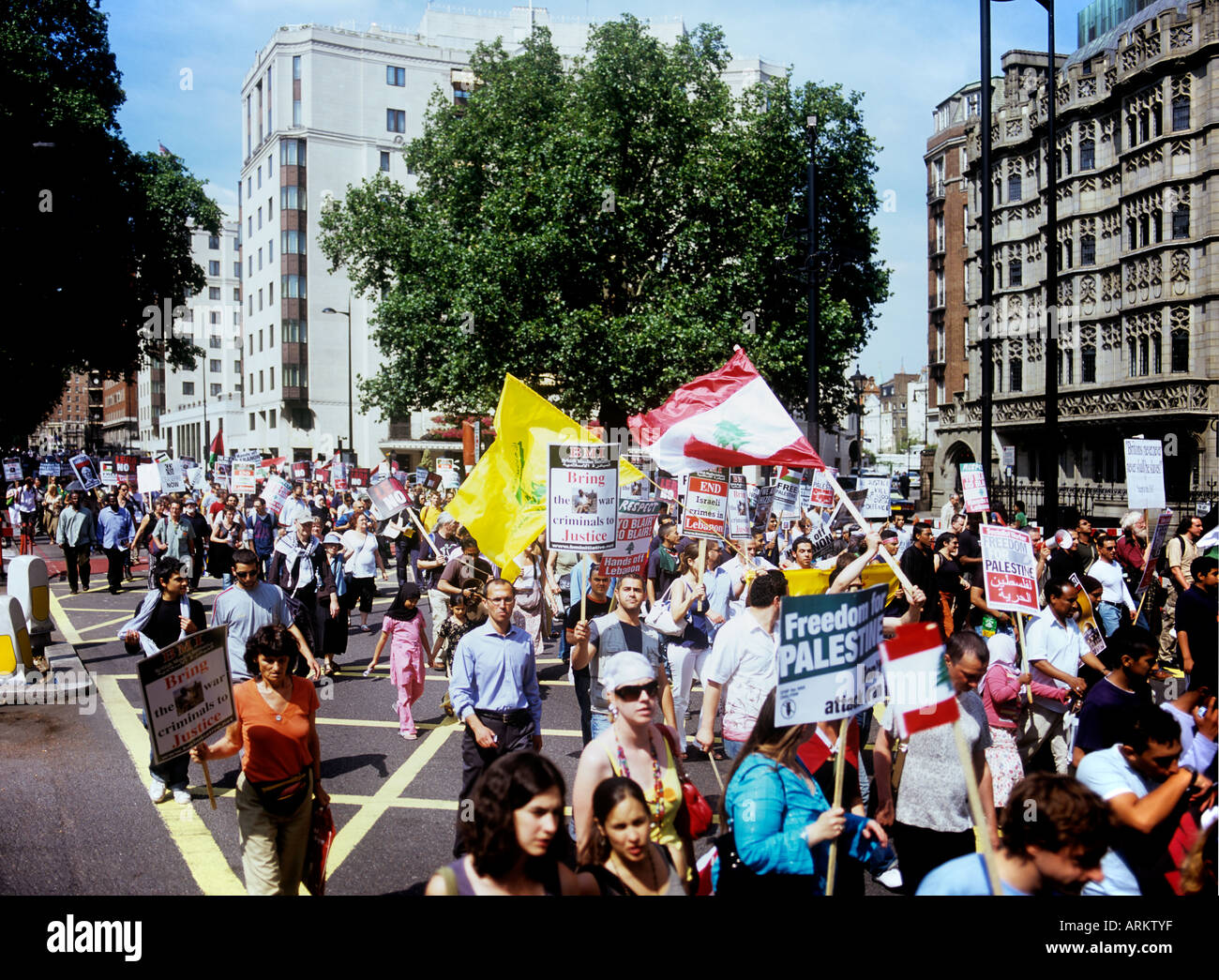 Protest Against Israel's Attack on Lebanon. London 5 August 2006. Stock Photo