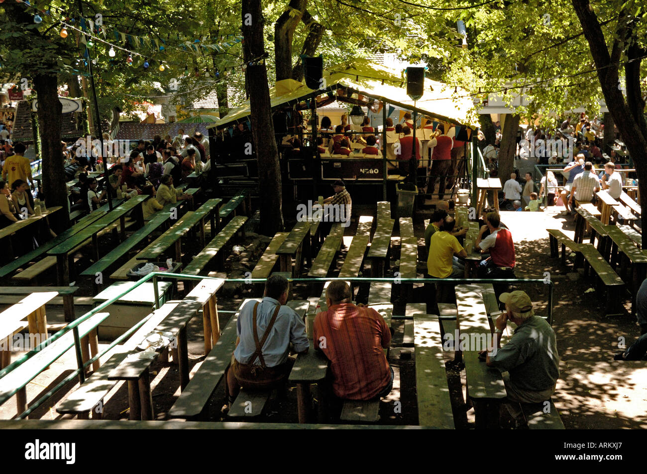Worlds oldest beer festival, Guests enjoying the Biergarten atmosphere