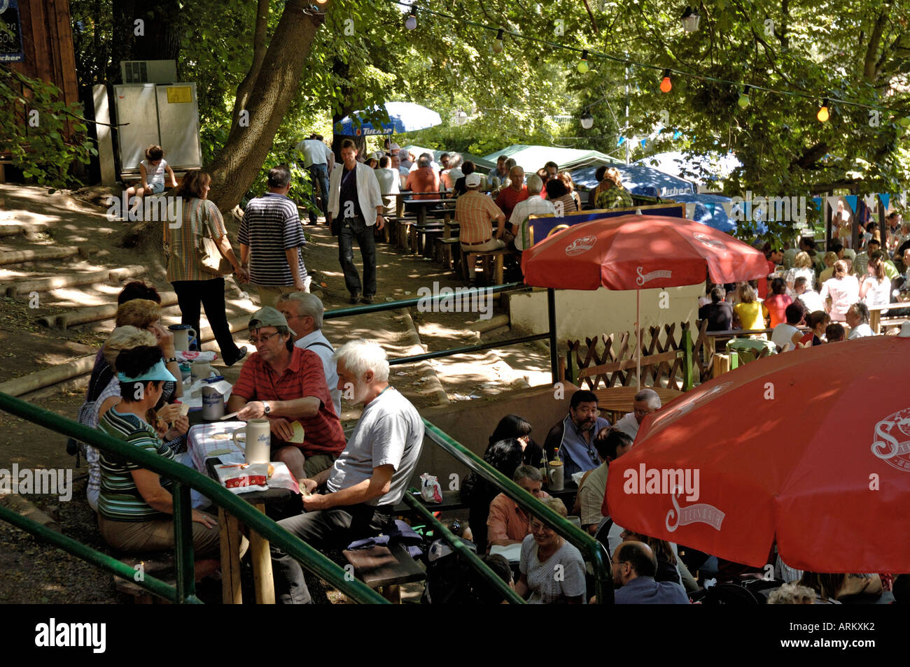 Worlds oldest beer festival, Guests enjoying the Biergarten atmosphere