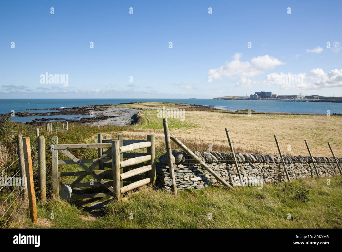ISLE of ANGLESEY COASTAL PATH kissing gate and stone wall between