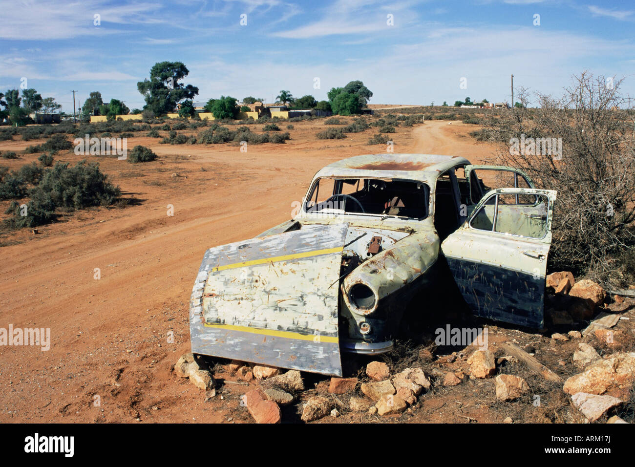 Abandoned car wreck, Silverton, Australian Outback, New South Wales, Australia, Pacific Stock Photo