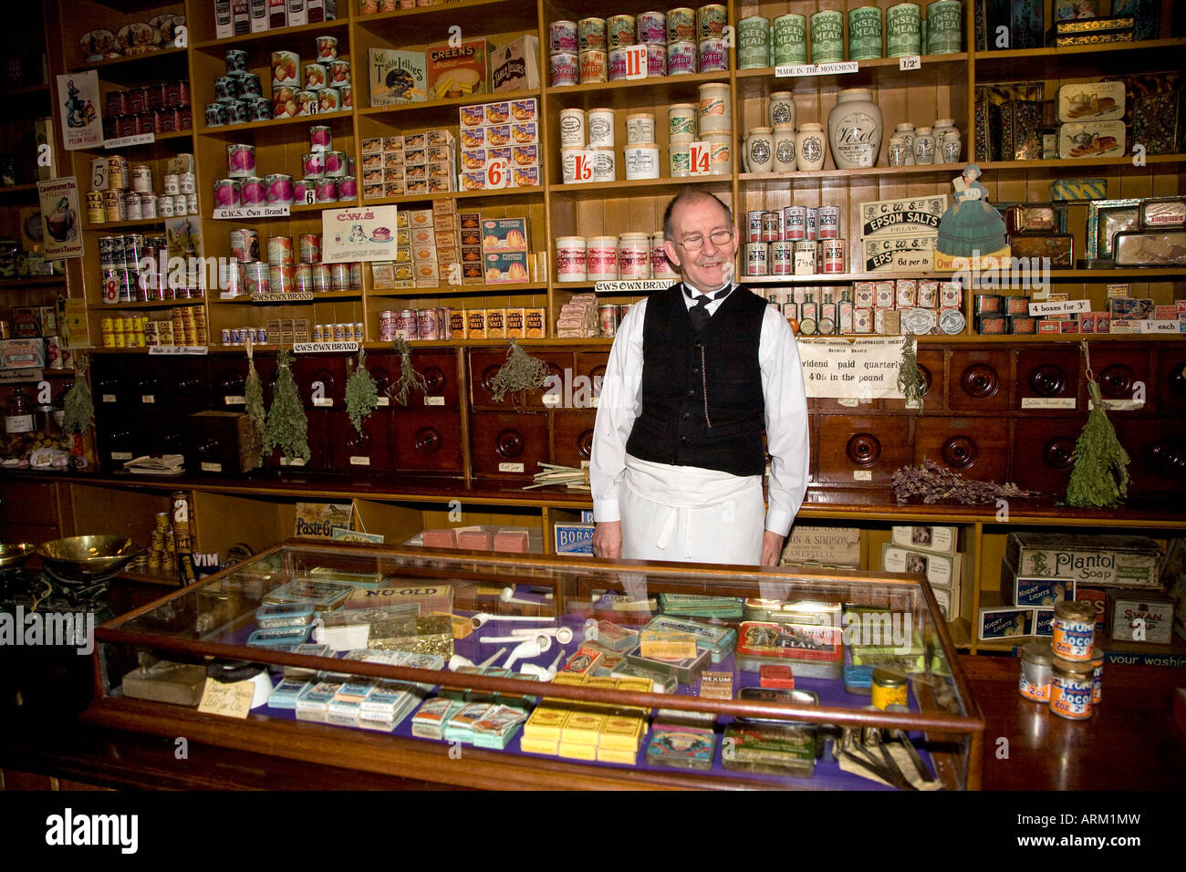 The Co operative Grocery Stores at Beamish Open Air Museum Stanley County Durham Stock Photo