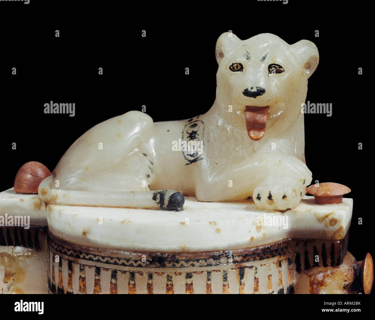 Detail of a painted alabaster unguent jar, from the tomb of the pharaoh