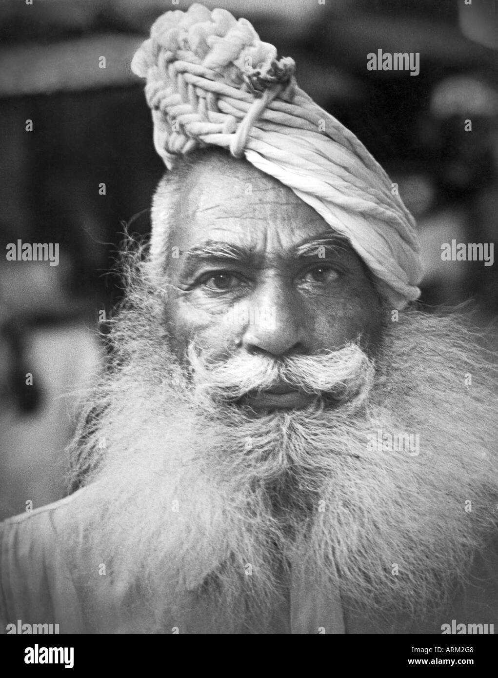 old vintage Portrait of priest from Ayodhya India 1940s Stock Photo