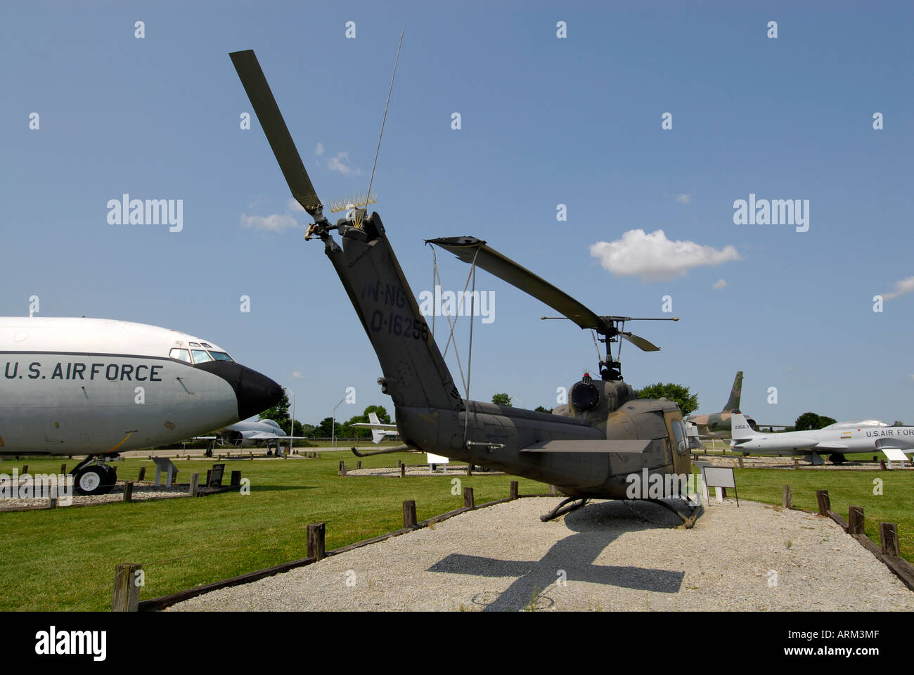 Bell UH 1H Huey helicopter at the Grissom Air Museum outside of Grissom Air Force Base Indiana IN Stock Photo