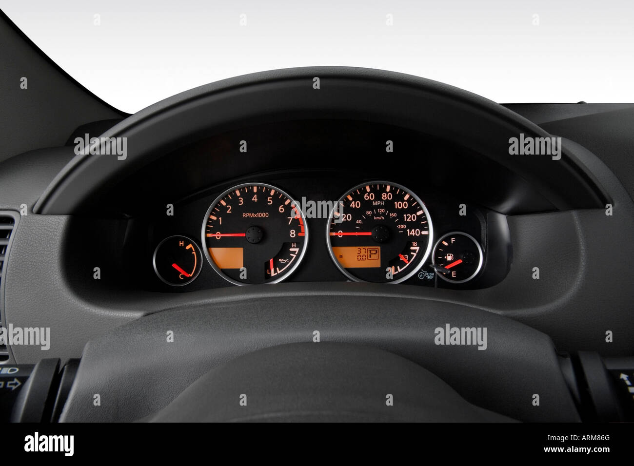 2008 Nissan Pathfinder SE in Silver - Speedometer/tachometer Stock Photo