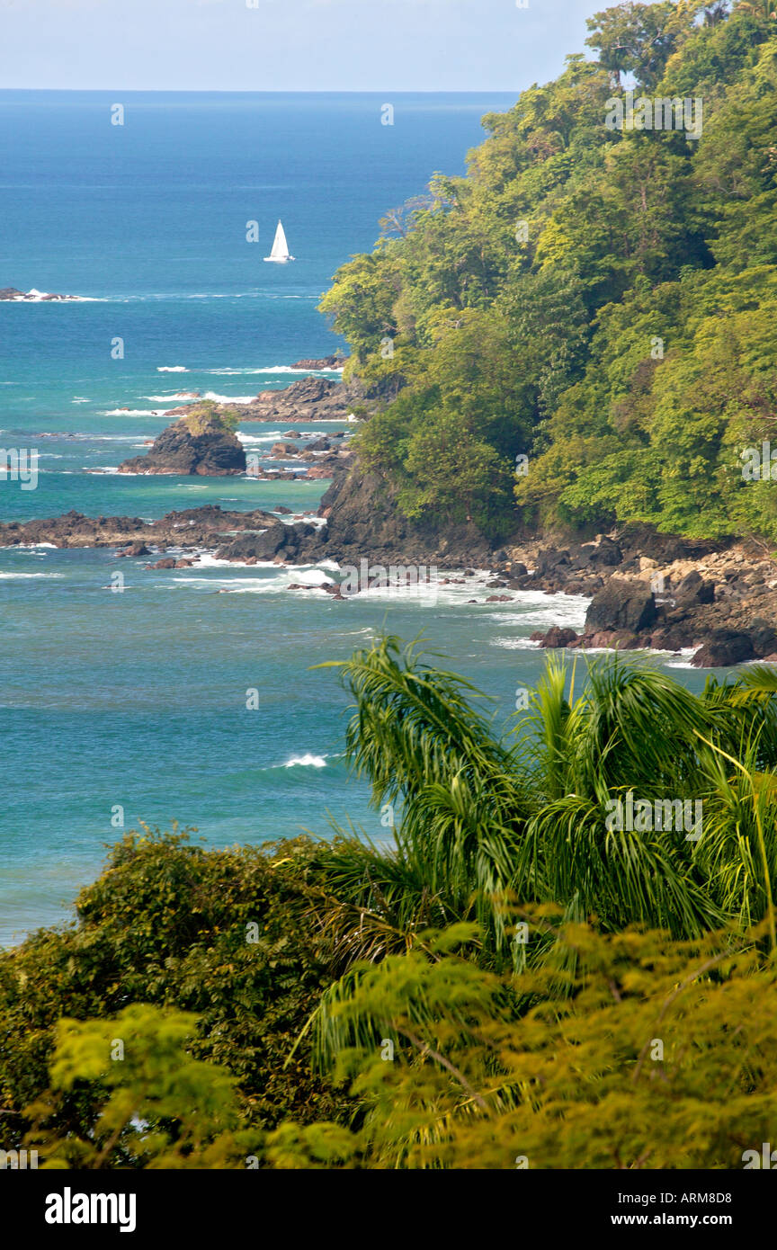 A sailboat and the Pacific Ocean from Manuel Antonio Costa Rica Stock Photo