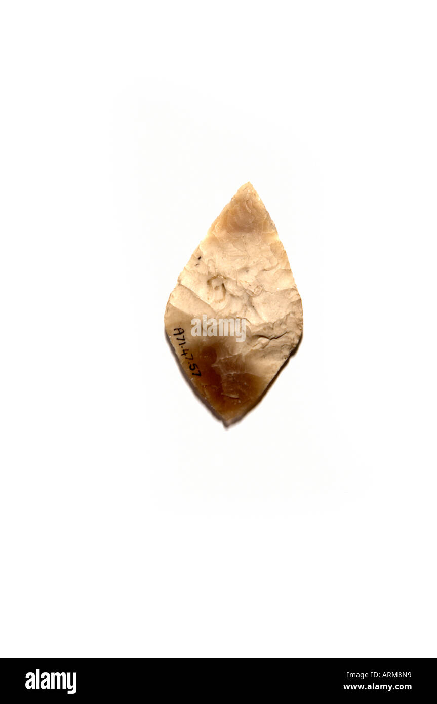 flint arrowheads or microliths, found in Ilkley West Yorkshire UK Stock Photo